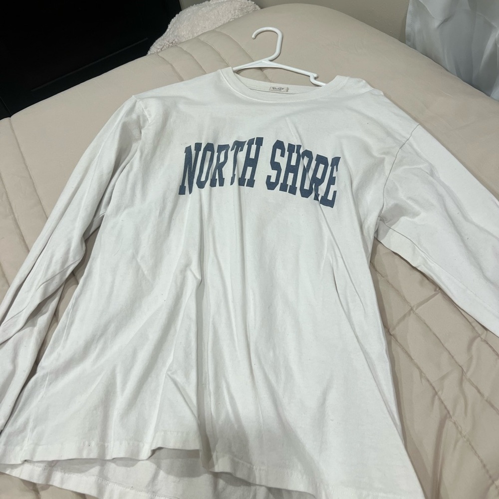 Brandy Melville White Long Sleeve Tee with NORTH SHORE Print